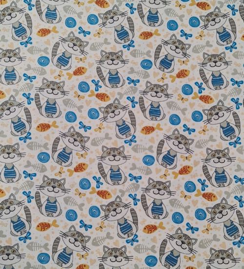 Tecido Tricoline Coleção Gatos