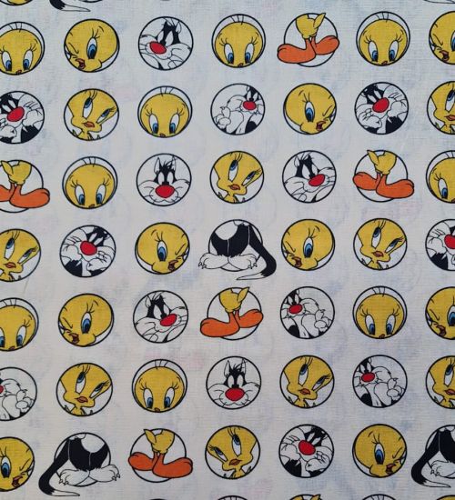 Tecido Tricoline Coleção Looney Tunes (Bege)