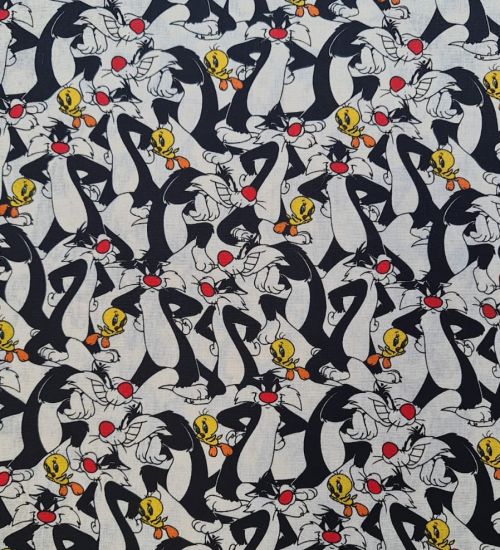 Tecido Tricoline Coleção Looney Tunes (Bege)