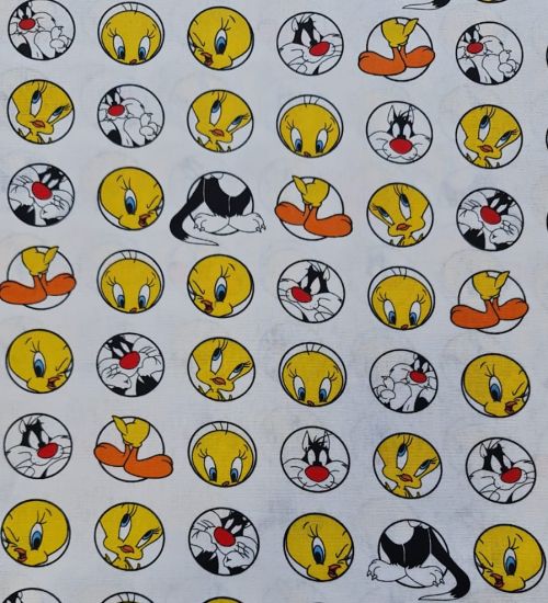Tecido Tricoline Coleção Looney Tunes (Branco)