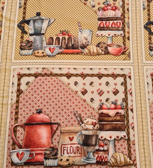 Tecido Tricoline Digital Coleção Café com Amigas.