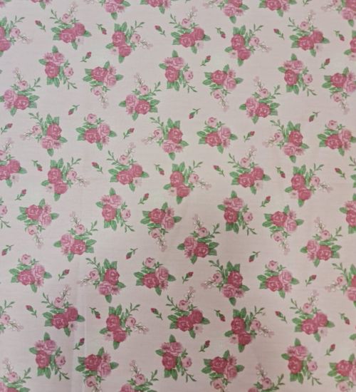 Tecido Floral Estampado Rosa