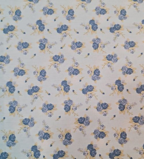 Tecido Floral Estampado Azul