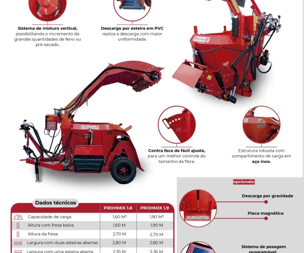 VAGÃO MISTURADOR AUTOCARREGÁVEL PROHMIX 1.6/1.9