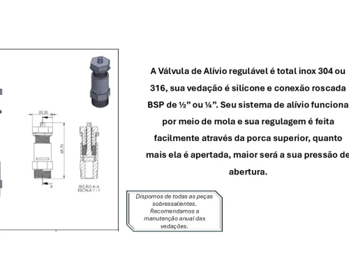 VÁLVULA DE ALIVIO DE PRESSÃO 1  A 8 BAR