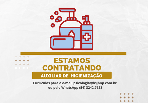 Vaga para auxiliar de higienização