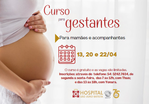 Curso para gestantes acontecerá em abril