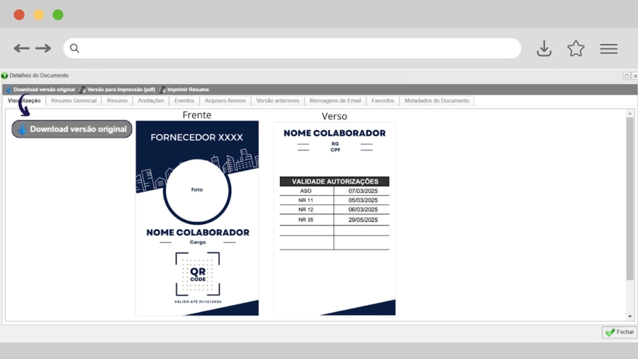 Emissão de crachás