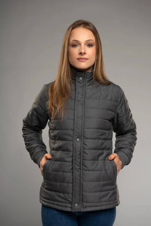 Jaqueta Puff com Lapela Feminina