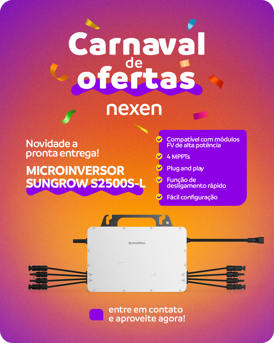 Novo microinversor S2500S-L da Sungrow disponível na Nexen