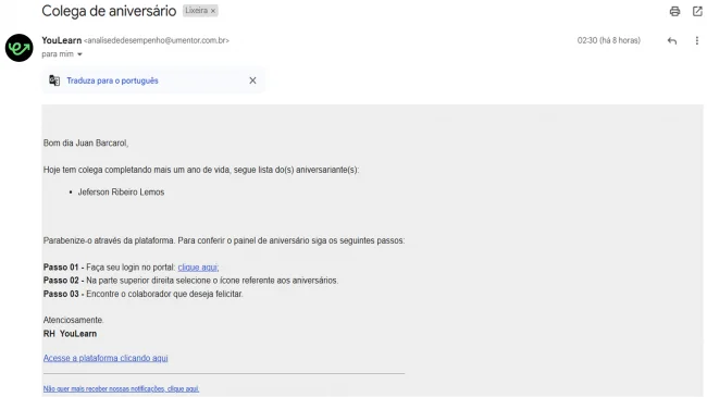 Chat, Email para colegas, notificações e lembretes